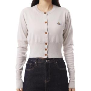 Кардиган с вышитым логотипом укороченный Vivienne Westwood, серый