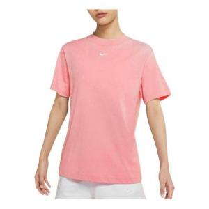 Футболка (WMNS) Nike Solid Color Logo Embroidered Round Neck Breathable Short Sleeve Pink T-Shirt