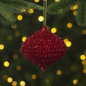 4-дюймовое рождественское украшение из красной блестящей спиральной проволоки с луком Christmas Central, красный