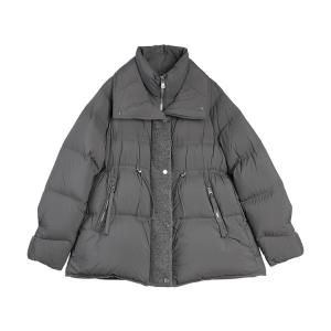 ELLE Пуховик Women's Medium Gray Stand Collar Moderate Puffer