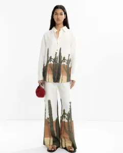 Женские льняные брюки свободного кроя с принтом в нижней части Parfois, белый