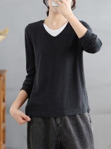 Вязаный топ с многослойным V-образным вырезом для женщин