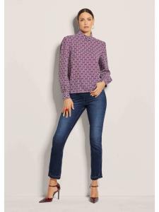 MADELEINE Блузка-слип с принтом, цвет ежевика/белый