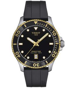 Мужские часы Swiss Seastar 1000 с черным каучуковым ремешком, 40 мм Tissot