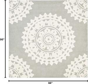 Ковер SAFAVIEH, 244 x 244 см, Soho Collection, Light Grey & Ivory, ручной работы из шерсти и вискозы, идеален для помещений с высокой проходимостью в гостиной, спальне (SOH732K)