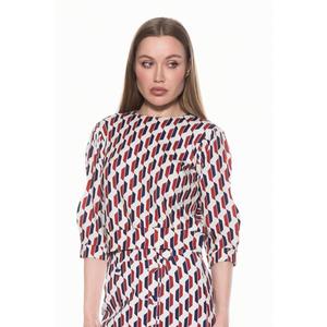 Женская толстовка с рукавами-буфами в рубчик Alexia Admor, цвет red geo