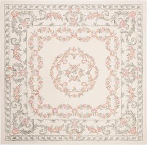 Ковер SAFAVIEH, 244 x 244 см, Aubusson Collection, Ivory & Pink, ручной работы из традиционной шерсти, идеально для гостиной, спальни, столовой (AUB102A-8SQ)