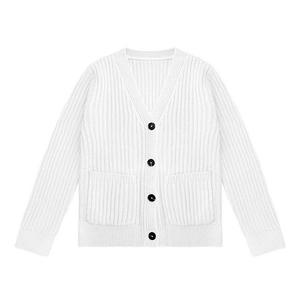 Детский кардиган с воротником V-образной формы, длинными рукавами и карманами Maxxis Merch, White
