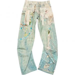 Джинсы с принтом trompe l'oeil Acne Studios, белый/зеленый