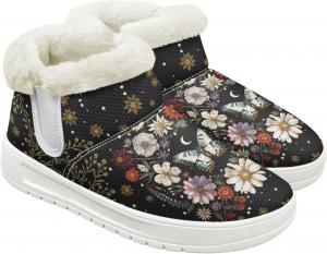 Женские зимние ботинки JoyLamoria с анималистичным дизайном для походов и прогулок, утолщенные, милые и модные для активного отдыха на природе, Floral Butterfly Print