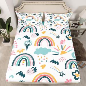 Erosebridal Детский комплект постельного белья с абстрактным рисунком солнца, звезд, облаков и радуги в стиле кавай, Multi 03