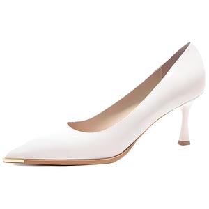 QITUMAUL Женские туфли на высоком каблуке с расклешенным каблуком экрю, цвет Ecru[Heel Height 6.5cm]