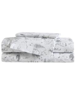 Комплект постельного белья из микрофибры Big Foot Hiking Trip, 4 предмета, размер Queen Eddie Bauer, White, Gray