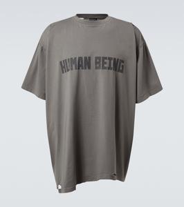 Футболка из состаренного хлопкового джерси Balenciaga, Dark Grey