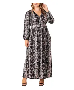 Платье макси с длинным рукавом Kelsey больших размеров Kiyonna, мультиколор