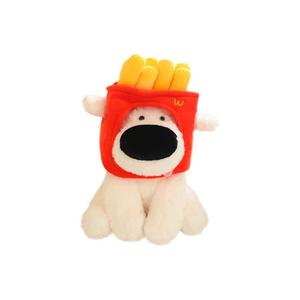 Плюшевая игрушка милая собака с большим носом ворует картошку фри, высота 30 см DUOMIAOYOU