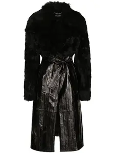Кожаное пальто Dolce & Gabbana, черный