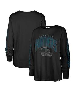 Женская черная рваная футболка с длинным рукавом Carolina Panthers Tom Cat '47 Brand, черный
