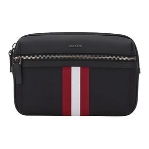 BALLY Кожаный поясной рюкзак из ткани с коровьей кожей Мужской черный