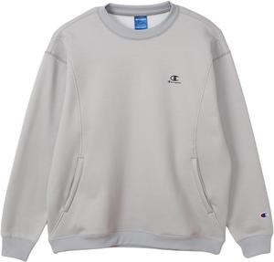 Мужская толстовка Champion TECH WEAVE(R) C3-AS004 с длинным рукавом, круглым вырезом, свободным кроем, из эластичной теплой махровой ткани с логотипом, серый