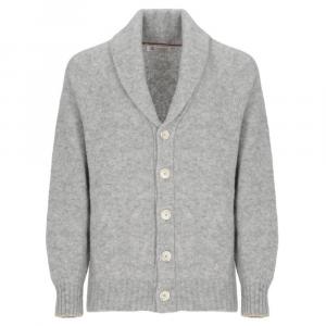 Кардиган с воротником шаль на пуговицах Brunello Cucinelli, серый