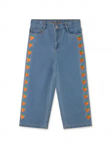 Джинсы с вышивкой в виде клубники Tiny Cottons, синий