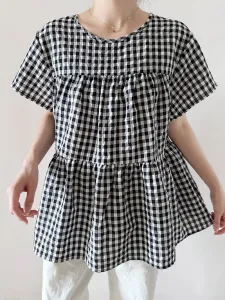 Расклешенная блузка в клетку Doux Belle, цвет Check