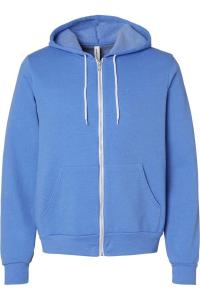 Толстовка с капюшоном BELLA + CANVAS из флисовой губки с застежкой-молнией, цвет heather columbia blue