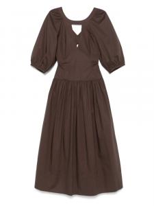Поплиновое платье миди TWINSET, коричневый
