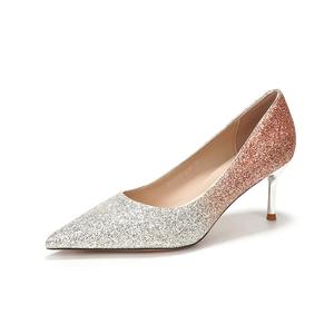 Женские туфли на тонком каблуке и высоком каблуке QITUMAUL, Champagne[Heel Height 6.5Cm]