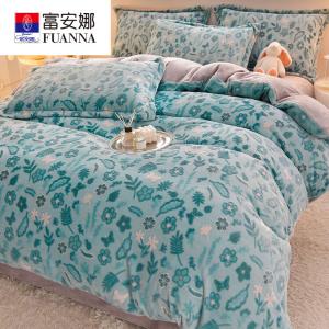 FUANNA Комплект постельного белья 200x240 см, 3D-тиснение, двустороннее утолщенное, цветочный принт, зеленый