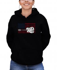 Женская толстовка с длинными рукавами America Rocks с надписью "Word Art" LA Pop Art, Black