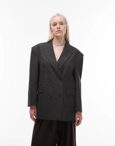 Двубортный блейзер свободного кроя ASOS DESIGN темно-серого цвета