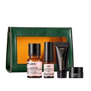 Туалетная вода, крем, очищающее средство, дорожный набор 4 шт, подтягивающий, увлажняющий, питающий, контролирующий жирность и очищающий HBN