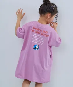 Платье Devil Lab с короткими рукавами, большой силуэт, 100% хлопок, размер 25SS Devirock, цвет 007-Logo 3-Mauve Pink