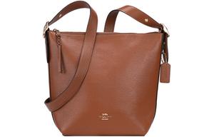 Кожаная сумка-ведро через плечо, женская наплечная сумка седловидная коричневая COACH