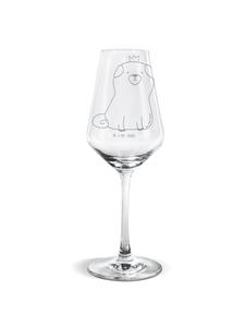 Бокал для белого вина с изображением короны мопса, без слов, прозрачный Mr. & Mrs. Panda
