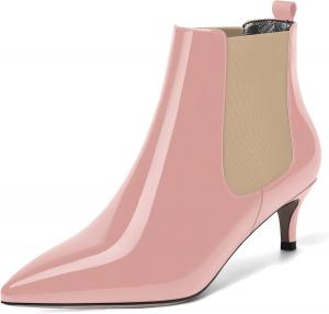 Женские лаковые ботильоны SKYSTERRY с острым носком, модные с низким каблуком-кистеном, высотой до щиколотки, каблук 2 дюйма, Beige Pink