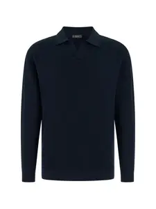 Рифленый свитер с открытым воротом Boggi Milano, синий