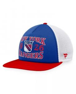 Фирменная мужская сине-красная бейсболка-кепка дальнобойщика New York Rangers Heritage с винтажным дизайном и поролоновой передней частью Fanatics