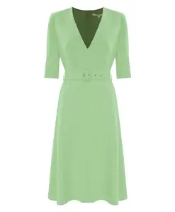 Элегантное длинное платье с поясом Kocca, зеленый
