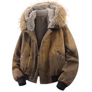 Пуховик Unisex с меховым воротником и флисовой подкладкой Others X1617, coffee mountain hawk padded jacket