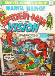 Marvel Team-Up featuring Spider-man and The Vision #5 Nov. 1972 (Marvel Comics)