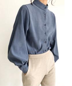 Блузка с воротником-стойкой нежно-розового цвета Aimoha - Select -, цвет Blue