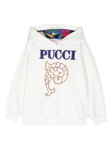 PUCCI Junior толстовка с вышитым логотипом, белый