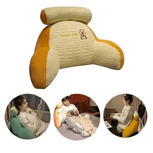 Подушка для чтения 60x40 см для кровати | Большая подушка для чтения со спинкой и подлокотниками, подушка для шеи, подушка для релаксации, удобная для дивана и чтения, оранжевая HomeGalaxy