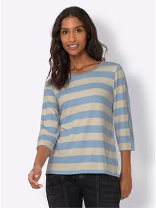 Рубашка с рукавами 3/4 в полоску цвета ледяного голубого и цвета слоновой кости Heine