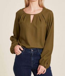 Шелковая блузка с длинным рукавом в цвете «песто» Tranquillo, Pesto