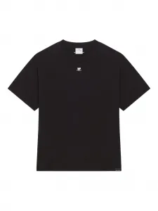 Футболка с короткими рукавами и вышитым логотипом Courrèges, черный