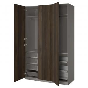 Гардероб PAX/STORKLINTA IKEA, 150x60x236 см, цвет dark grey/dark brown stained oak effect